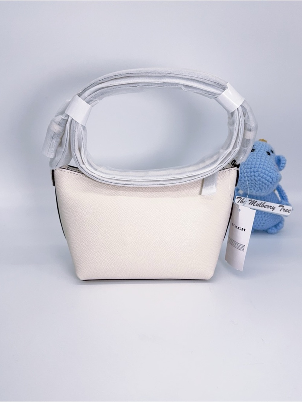 Coach CW336 Zip Top Crossbody Croissant Bag Crossgrain Leather Chalk Silver NWT - Picture 2 of 11